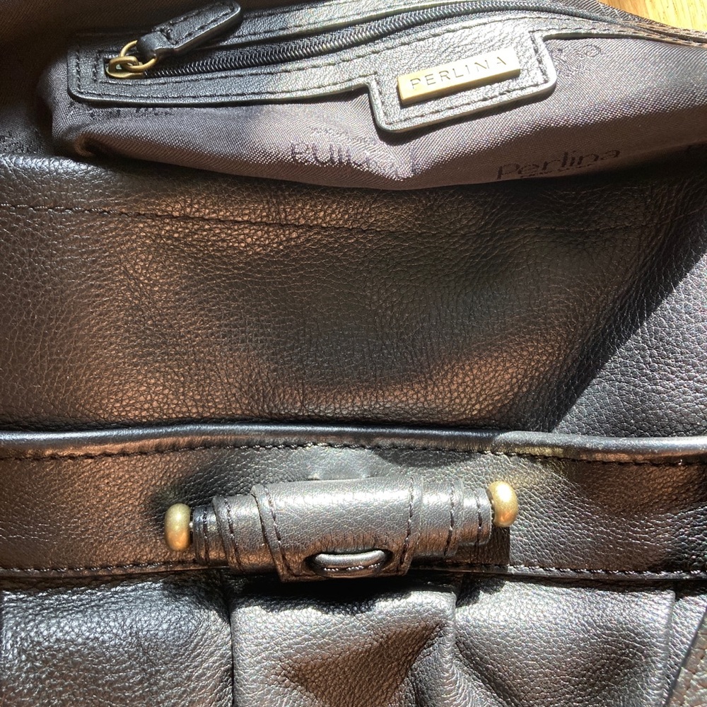 Perlina Black Leather handbag